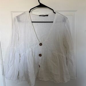 Zara Linen Buttoned Blouse